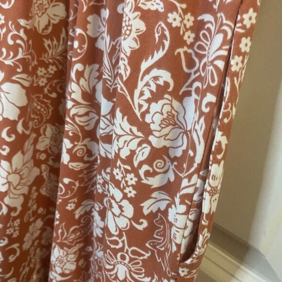 LUCKY BRAND Apricot Floral print Midi Dress Boho Sleeveless - Picture 6 of 14
